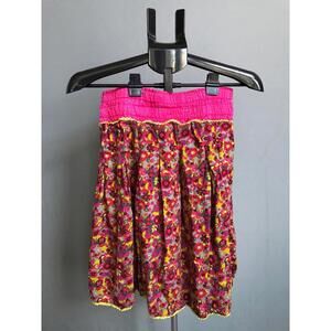 Karma Living Women’s Floral Skirt Size XL/L Gray Pink & Neon Green